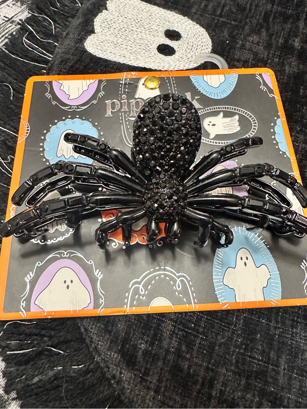 Piper K Black Sparkle Spider Hair Clip